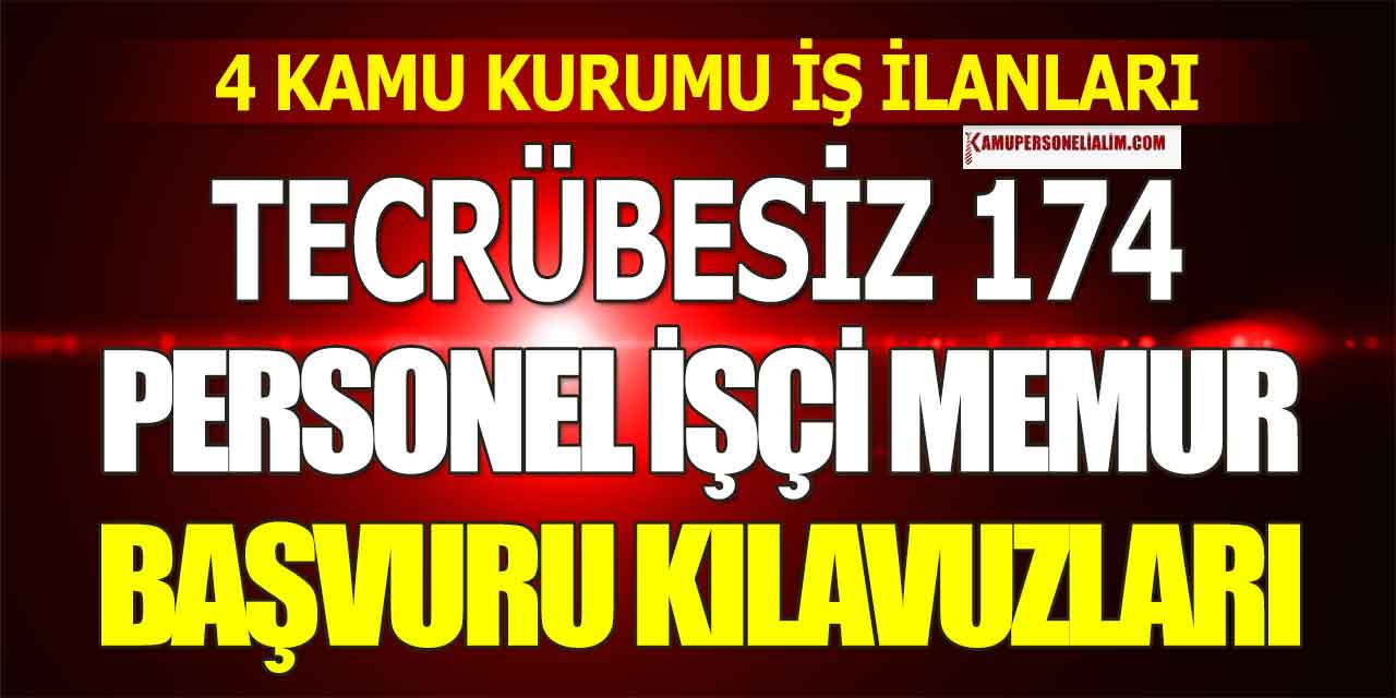 4 Kamu Kurumu Tecrübesiz 174 Personel, İşçi ve Memur Alımları
