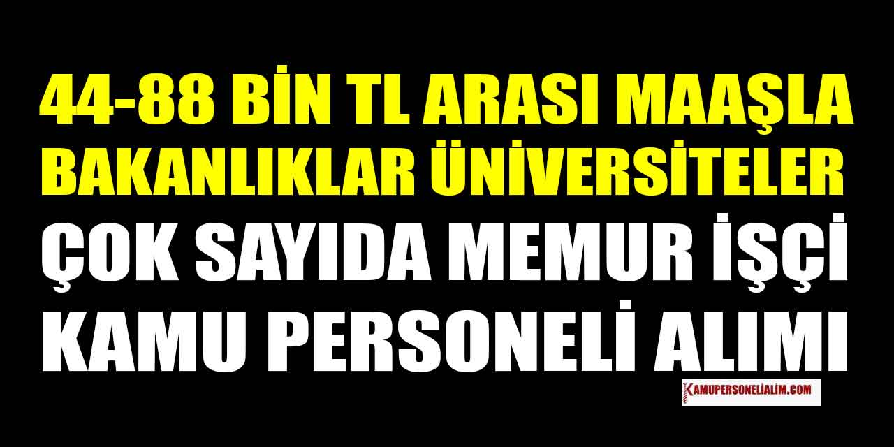 Güncel 5 Kurum 44-80 Bin TL Arası Maaşla Kamu Personeli Alımı İlanları