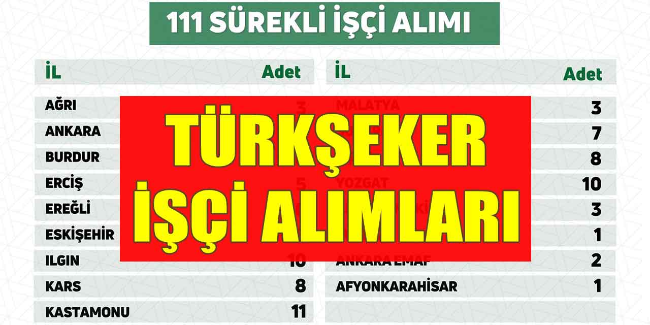TÜRKŞEKER Fabrikaları 111 Kadrolu İşçi Alımı İŞKUR 26-30 Mayıs 2025