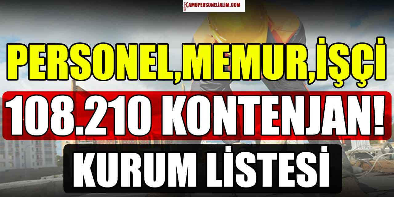 Ekim Ayı 16 Kamu Kurumu 108 Bin 210 Memur, İşçi Ve Personel Alımı Listesi