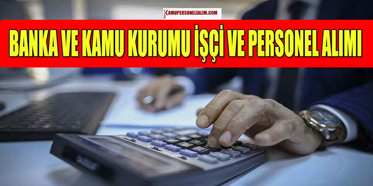 Banka ve Kamu Kurumu 741 İşçi ve Personel Alımı İlanları