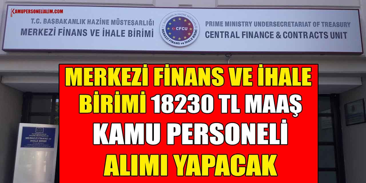 Merkezi Finans ve İhale Birimi 18230 TL Maaş Kamu Personeli Alımı Yapacak