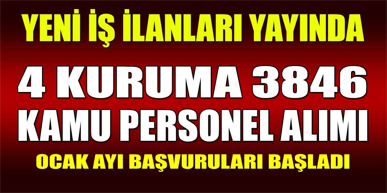 Ocak Ayı Başvuruları! Kamuya 3846 Kamu Personeli Alımı