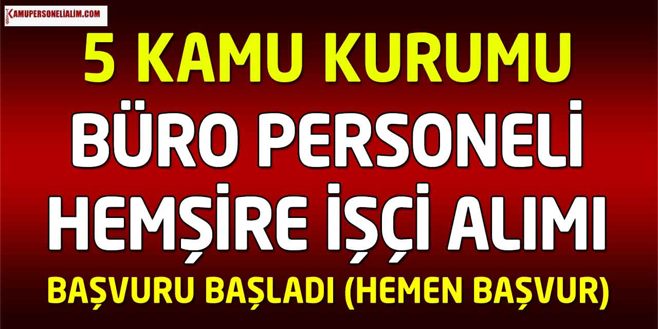5 Kamu Kurumu Büro, Destek, Hemşire ve İşçi Alımı Yapacak